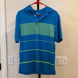 Vineyard Vines Teal Polo with Lime Stripes